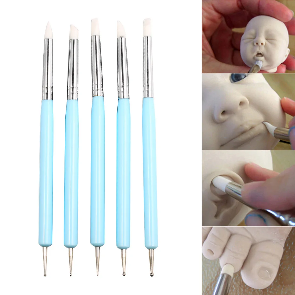 Brushes Clay-Tool Dotting-Tools-Set Craft Nail-Art Pottery Silicone Double-Ended 5pcs/Set