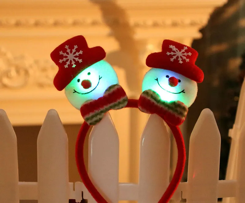 Светодиодный Leights освещение Санта Клаус снеговик рождественские headbans с головными повязками haead полосы праздничный Декор украшение на голову; аксессуары для волос - Color: B-snowman