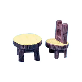 

DIY Material Moss Micro-Landscape Succulents Ornaments Round Tables And Chairs Resin Craft Small Ornaments Figurines
