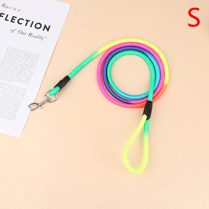 Durable Nylon Rainbow 1.2M Pet Dog Leash Walking Training Leash Cats Dogs Harness Collar Leashes Strap Belt Rope