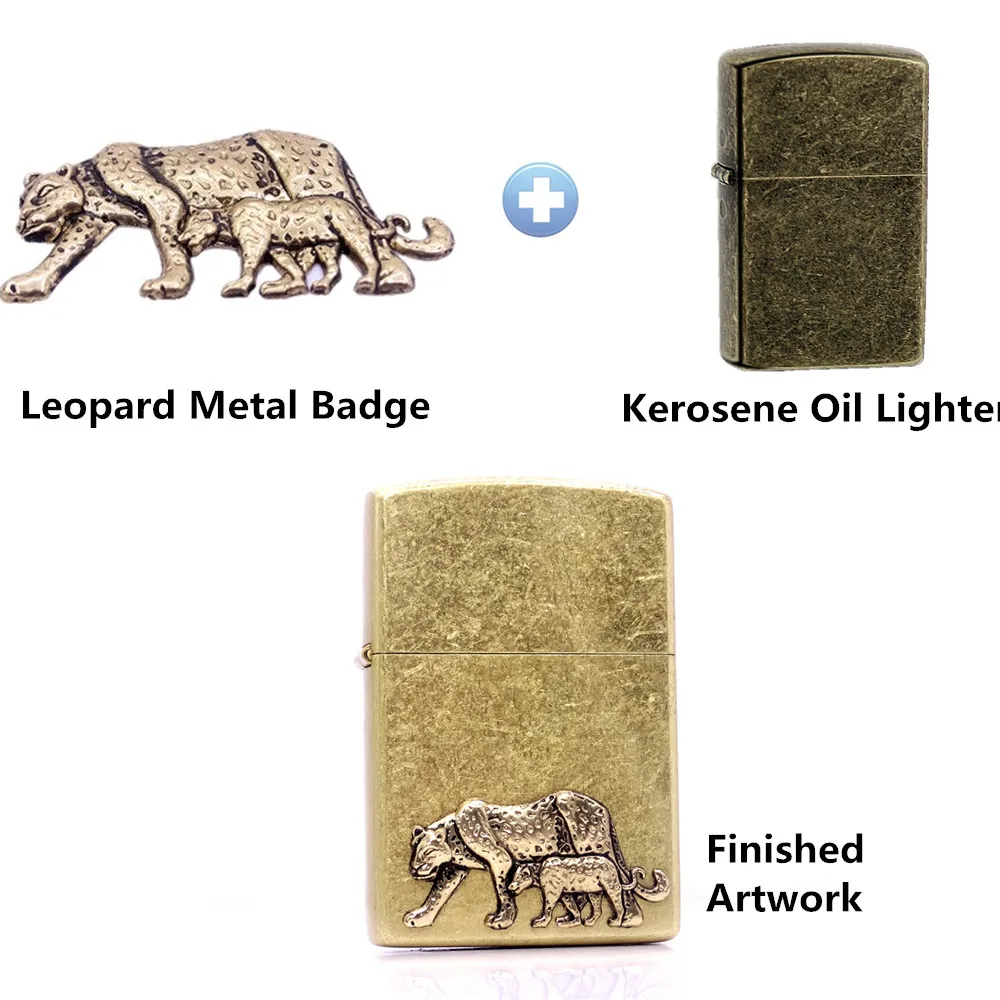 

1pc Vivid Leopard Metal badge for Kerosene Oil Lighter DIY Accessary for Grind Wheel Lighters Decoration Father's Day gift