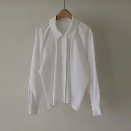 White REALEFT, Новое поступление, модная зеленая рубашка, свободная, длинный рукав, отложной воротник, корейский стиль, женские блузки, повседневные женские рубашки - Цвет: White