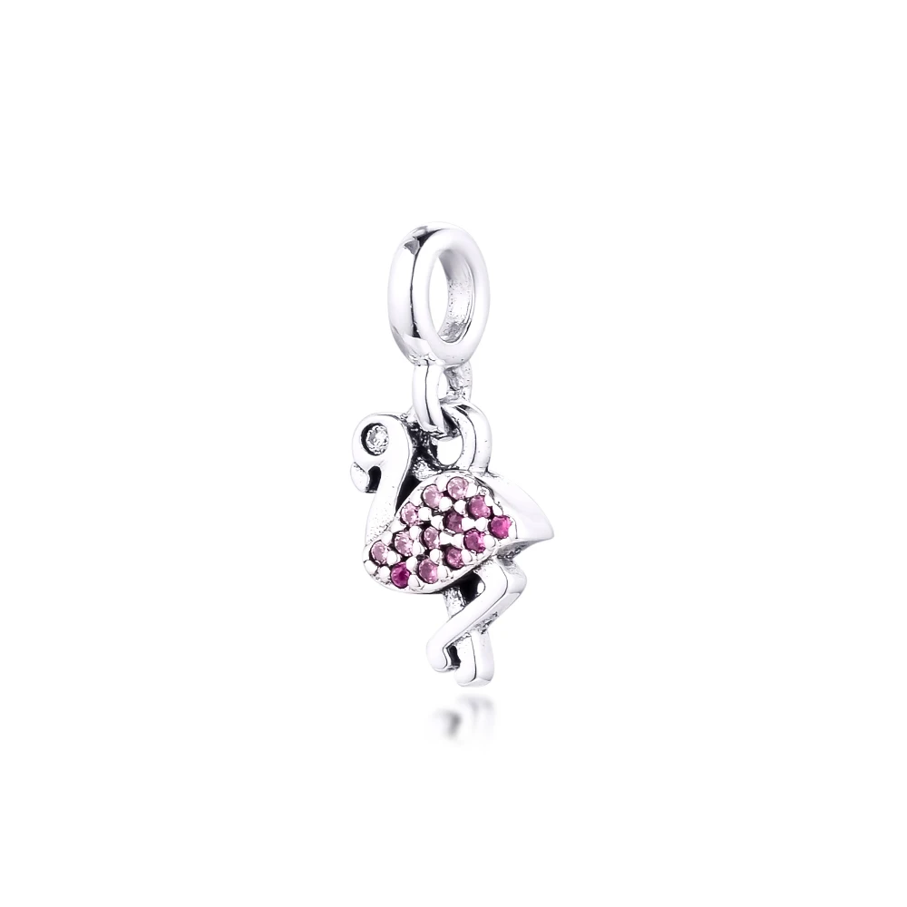 

Fits for Bracelets Necklaces 100% 925 Sterling-Silver-Jewelry Signature Me My Pink Flamingo Charm Beads Free Shipping