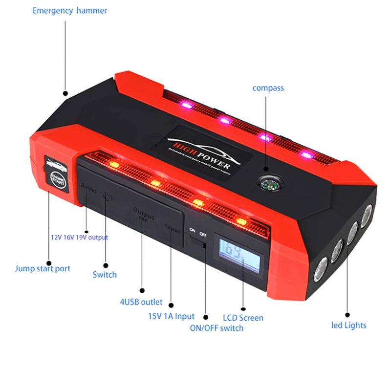 600A 12V портативный автомобильный стартер power Bank мощный пусковой усилитель устройства стартер для автомобильного зарядного устройства