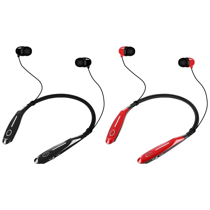 

2 Pcs HBS900S Bluetooth Earphone Wireless Earphones Sports Earphones, Red & Black