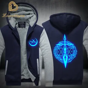 

Jacket Men Warm Fleece Zipper Coat 2019 Winter Thick Mens SportWear Tracksuit Male European Hoodies Fate Grand Cosplay Costume