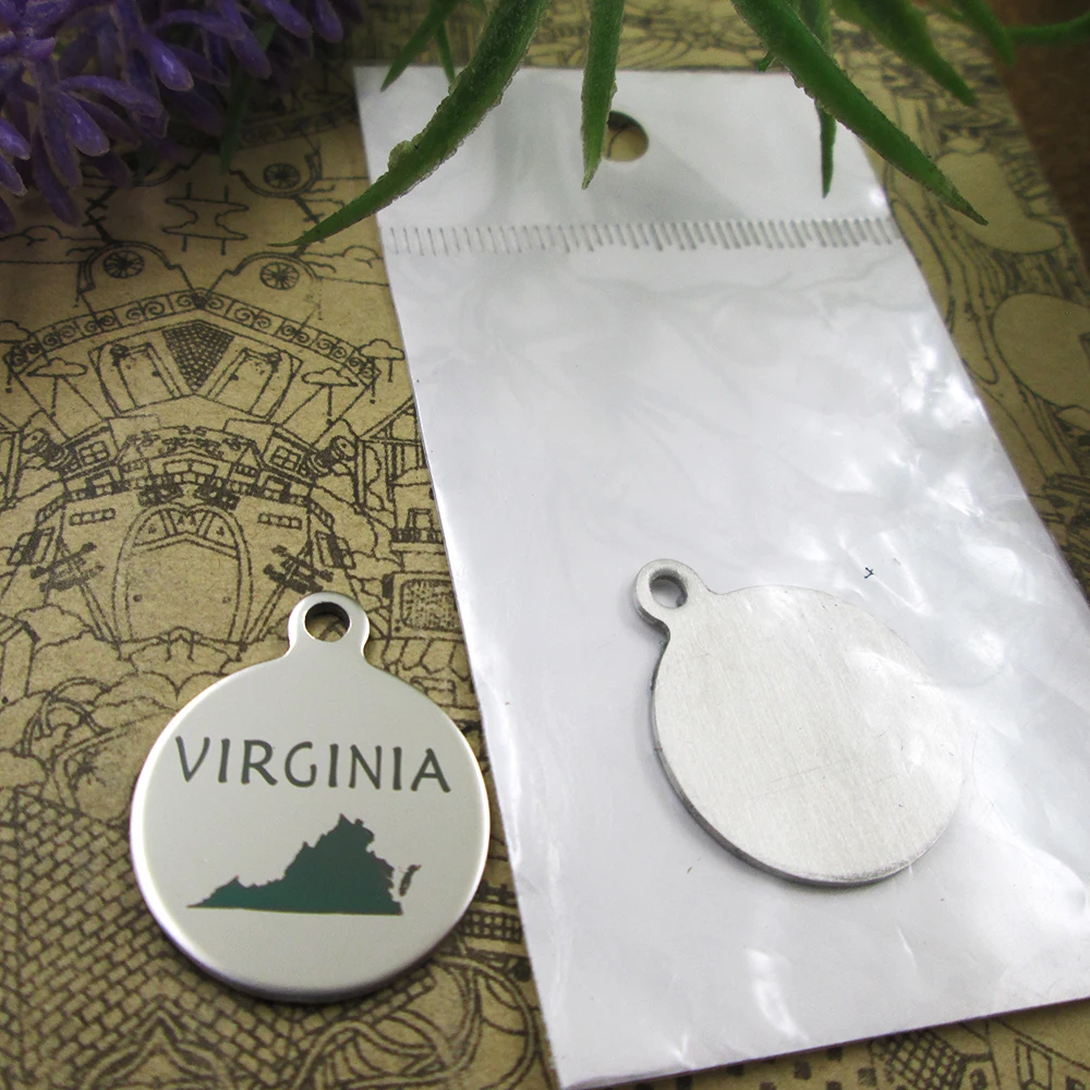 10pcs--&quotVirginia map&quotstainless steel charms 5 styles for choosing DIY Charms necklace bracelets | Украшения и аксессуары