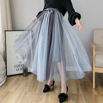 

Mesh Dress Skirt Women's Summer 2019 New Very Fairy of Gauze Fairy Skirt High-waisted Mid-length Immortal A- line Long Skirts