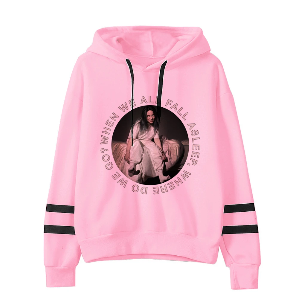 Kpop Billie Eilish худи для женщин Harajuku мода Ulzzang розовый принт толстовки Женская одежда Графический мультфильм Kawaii капюшон - Цвет: 4