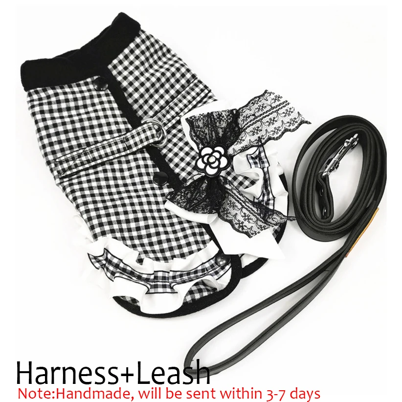 Dress-Leash Поводок для кошек, собак, маленьких собак, щенков, платье для питомцев, жилет, поводок для собак, шапка, регулируемый дизайн, цветочное клетчатое платье, йоркширский стиль - Цвет: Dress-Leash
