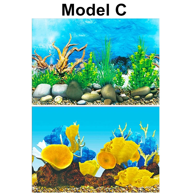 Amakunft Aquarium Background Sticker Seascape & Coral Reef Double Sides Wallpaper Fish Tank Backdrop Poster 