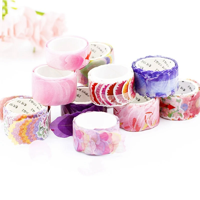 200 Pcs/цветочный сверток лепестки лента для скрэпбукинга Washi Стикеры липкий Бумага цветок Скрапбукинг дневник Бумага Стикеры s