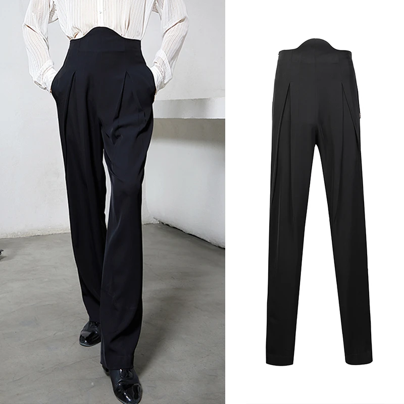 Pantalones de baile latino de cintura alta para hombre, ropa de práctica Latina salón de baile, Salsa, Rumba, pantalones traje de competición, DNV15347|Latín| - AliExpress