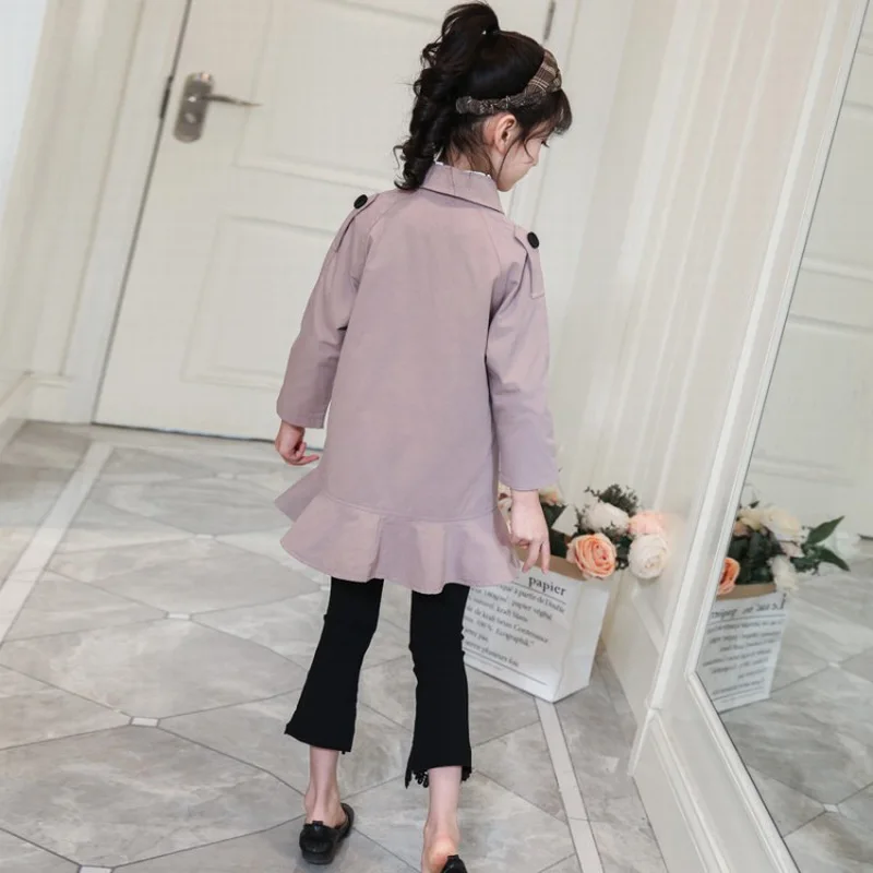 Winter Fashion Girls Trench Coat Yellow Pink For Baby Girl Cotton Windbreaker Kids Outerwear Casual Wear Clothes 4 To 12T