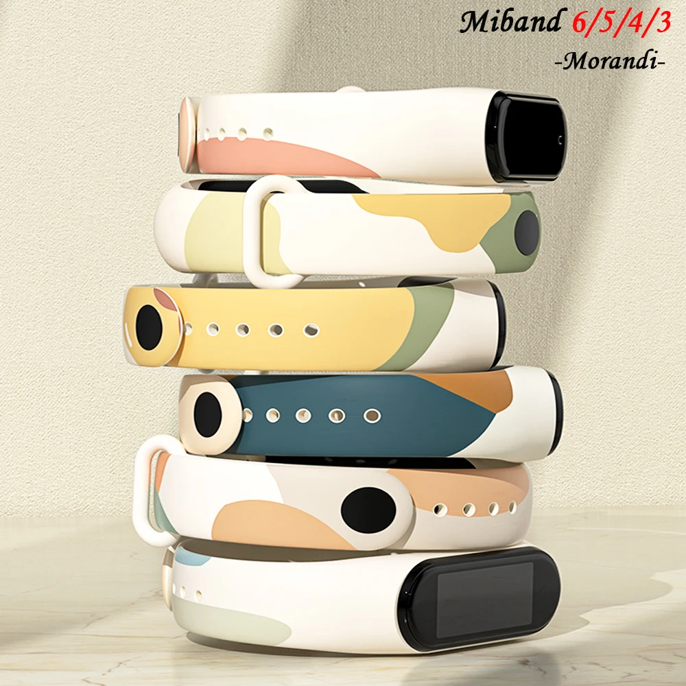 Ремешок силиконовый для Xiaomi Mi Band 6 модный браслет с принтом смарт-часов 5 4 3 |