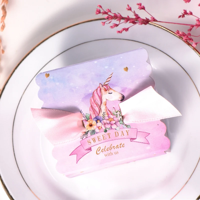 

50pcs Unicorn Candy Box Wedding Favors and Gifts Boxes Green Leaves Marble Chocolate Box for Guests Baby Shower Party Supplies
