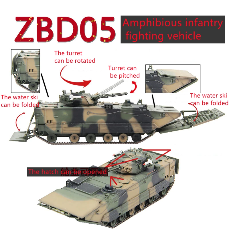 

1:72 Modern War Weapon Chinese Army 05 Assault Gun Tank Joint Movable Assembled Military Building Model Children Toy Xmas Gift