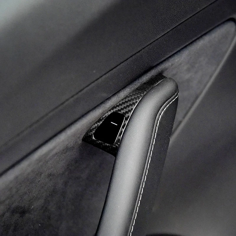 Для Tesla модель 3- внутренняя оконная панель управления Переключатель Крышка приносят покрытие из углеродного волокна накладка на дверь наклейка Кнопка открытия H