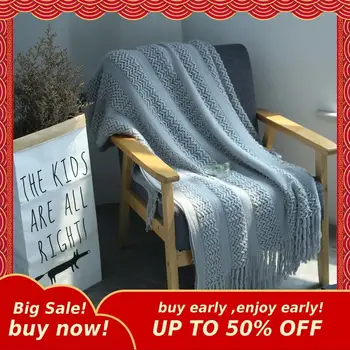 

Knitted Reticulated Tasseled Air Conditioning Sofa Blanket home decorative blankets Super Soft Warm Multi Color