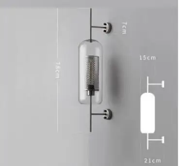 Промышленный стиль ретро винтажный настенный светильник креативный лаконичный стеклянный светильник кухонный Ресторан Лофт светодиодный настенный бра - Цвет абажура: silver grey 78cm