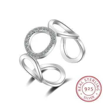 

925 Sterling Silver Ring For Women Trendy Fashion Mosaic CZ Zirconia Resizable Rings bague anillos anel femme S-R219