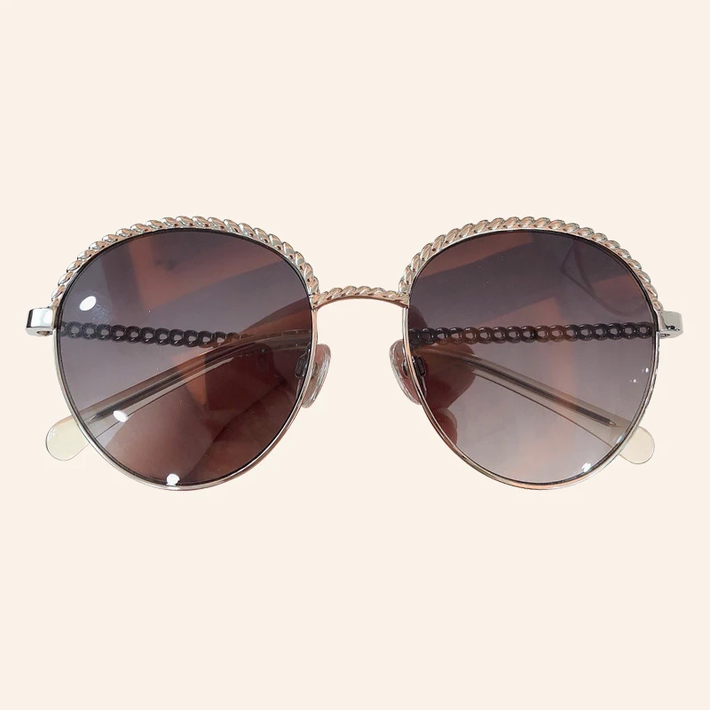 No.4 sunglasses Брендовая круглая цепочка для очков для женщин/мужчин роскошный классический металлический брелок-рамка солнцезащитные очки UV400 gafas de sol hombre - Цвет линз: No.4 sunglasses