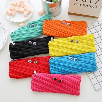 

14pcs/lot Creative Student School Stationery Lovely High-capacity Canvas Pen Bags The Cartoon Monster Zipper Bag