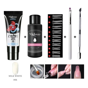 

15ml Semi Permanent Manicure Tools Nail Art Poly Gel Kit Salon Home Portable Multifunction For Extension With Steel Push DIY