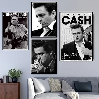 

Johnny Cash Rock Music Band Star Vintage Poster and Prints Wall Art Canvas Painting Wall Pictures for Living Room Home Decor