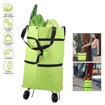 

Ecofriendly Trolley Bag Portable Multi-Function Oxford Folable Tote Shopping Bag Reusable Grocery Bags Wheels Grocery Handbags
