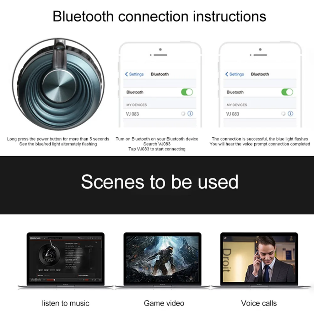 KISSCASE Bluetooth Wireless Headset For iPhone For Xiaomi Music Stereo Surround Gaming Headphone Wireless Bluetooth Headsets