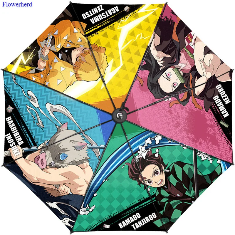 Demon Slayer: Kimetsu No Yaiba анимационный зонт, складной зонт от солнца и дождя, двойное использование, креативный милый зонт для пары