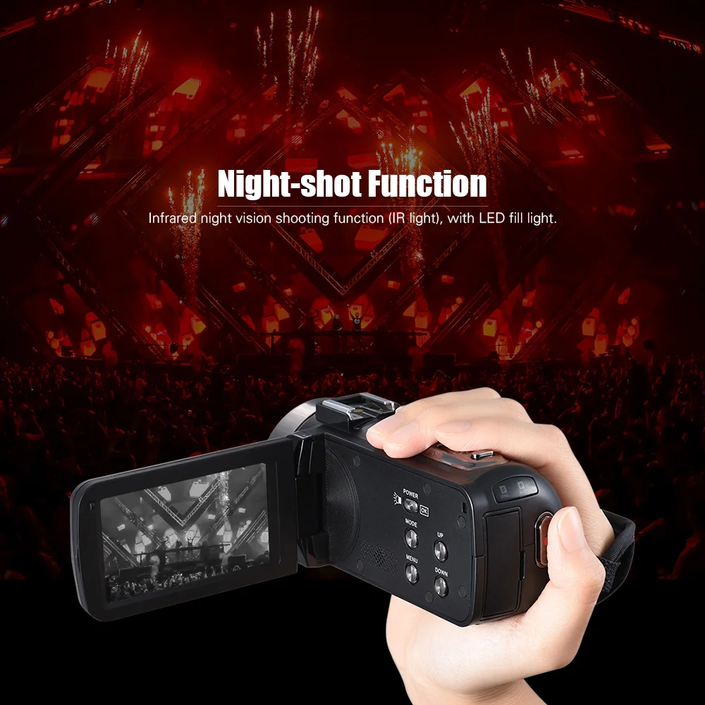 Andoer HDV-3051STR 24M Цифровая видеокамера 1080P Full HD с ночной съемкой Горячий башмак Цифровая видеокамера 3," 16X цифровой зум