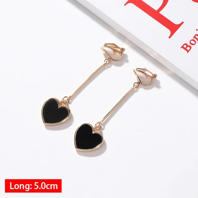 Hot Sale Korean Style Clip on Earrings Geometric Long Ear Clips for Fashion Girl Student Party Prom No Pierced Earring Gift - Окраска металла: 026