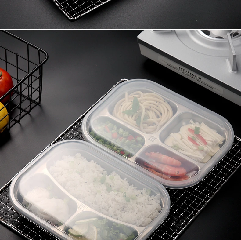 VandHome японский Bento Box 304 нержавеющая сталь металлический Ланч-бокс с отделениями детский пищевой контейнер коробка для школы пикника набор