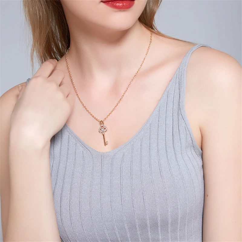 Vintage Tiny Heart Necklace for Women SHORT Chain Heart Key Pendant Necklace Gift Ethnic Bohemian Choker Necklace drop shipping 4