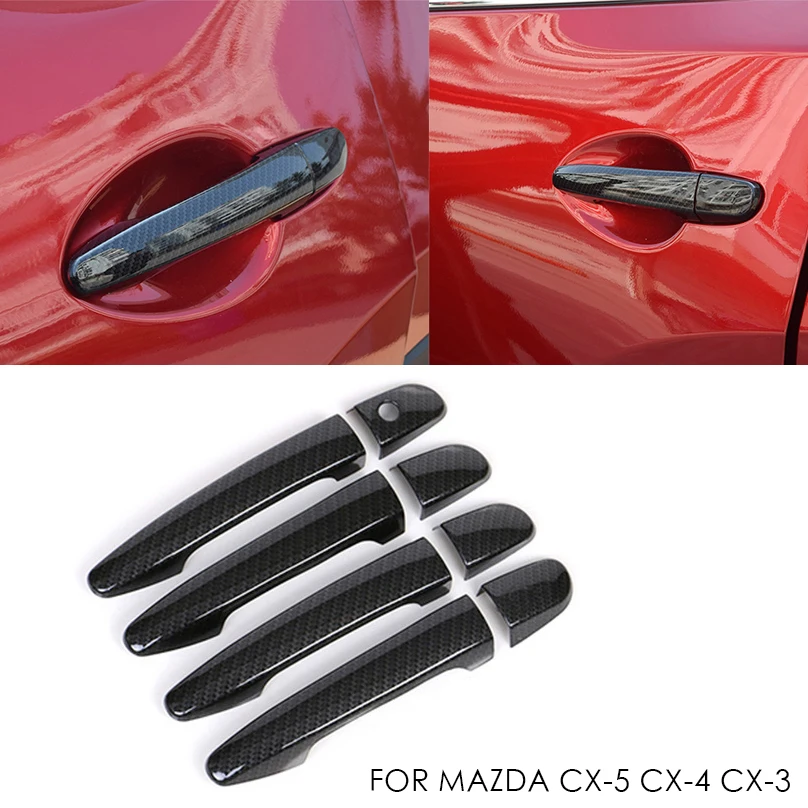 4 шт. из углеродного волокна стиль дверные ручки декор крышка отделка для Mazda CX-5 CX-4 CX-3