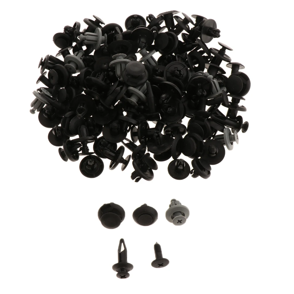 Pack - 100 Nylon Bumper Fastener Rivet Clips Automotive Furniture Assembly Expansion Screws Kit Auto Body Clips