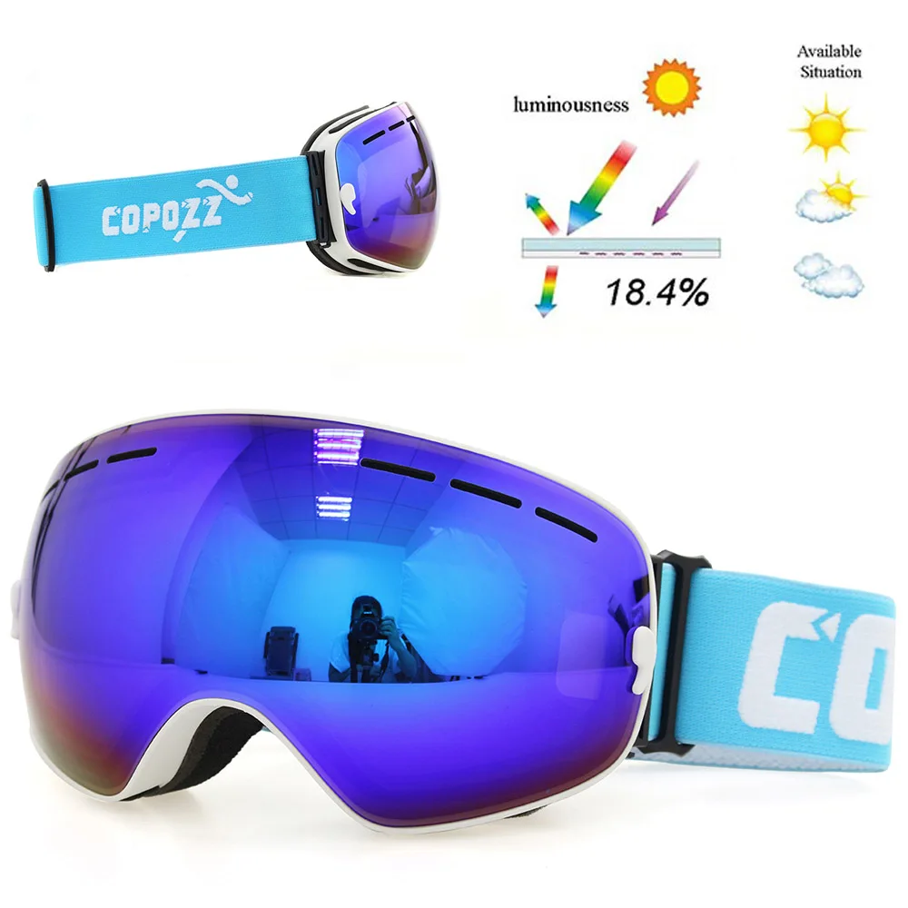 COPOZZ сноуборд большие сферические лыжные очки двухслойные противотуманные лыжные очки близорукость профессиональные сноуборд очки лыжные аксессуары - Цвет: 1