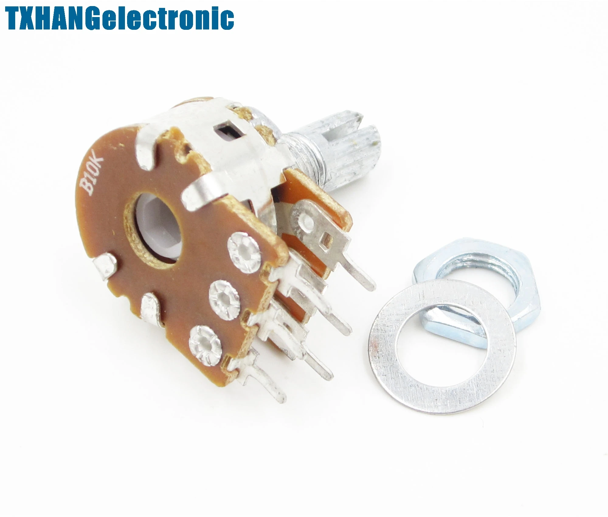 3PCS B10K Dual Stereo Potentiometer Pots Shaft S 15mm 6Pin Wholesale