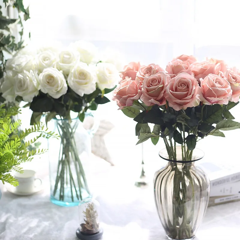 Romantic White Pink Wedding Fake Flowers Artificial Roses Valentine's Day Car Garden Decoration Home Party Accessories | Дом и сад