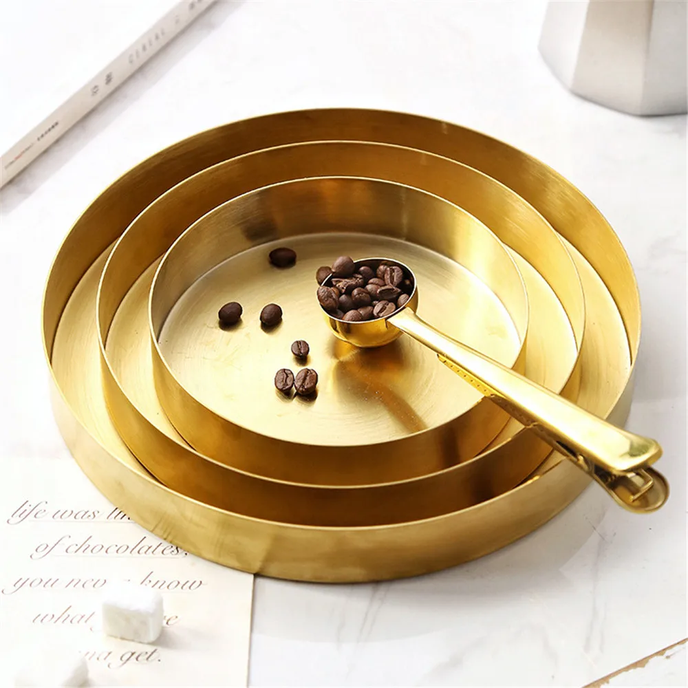 

Ins Golden Metal Storage Tray Luxury Jewelry Display Tray Dessert Drinking Tray Office Sundries Organizer Photography Props