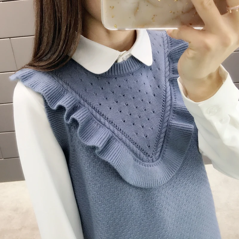 

11379 hall 9 Row 3 top] solid round neck sleeveless vest 44