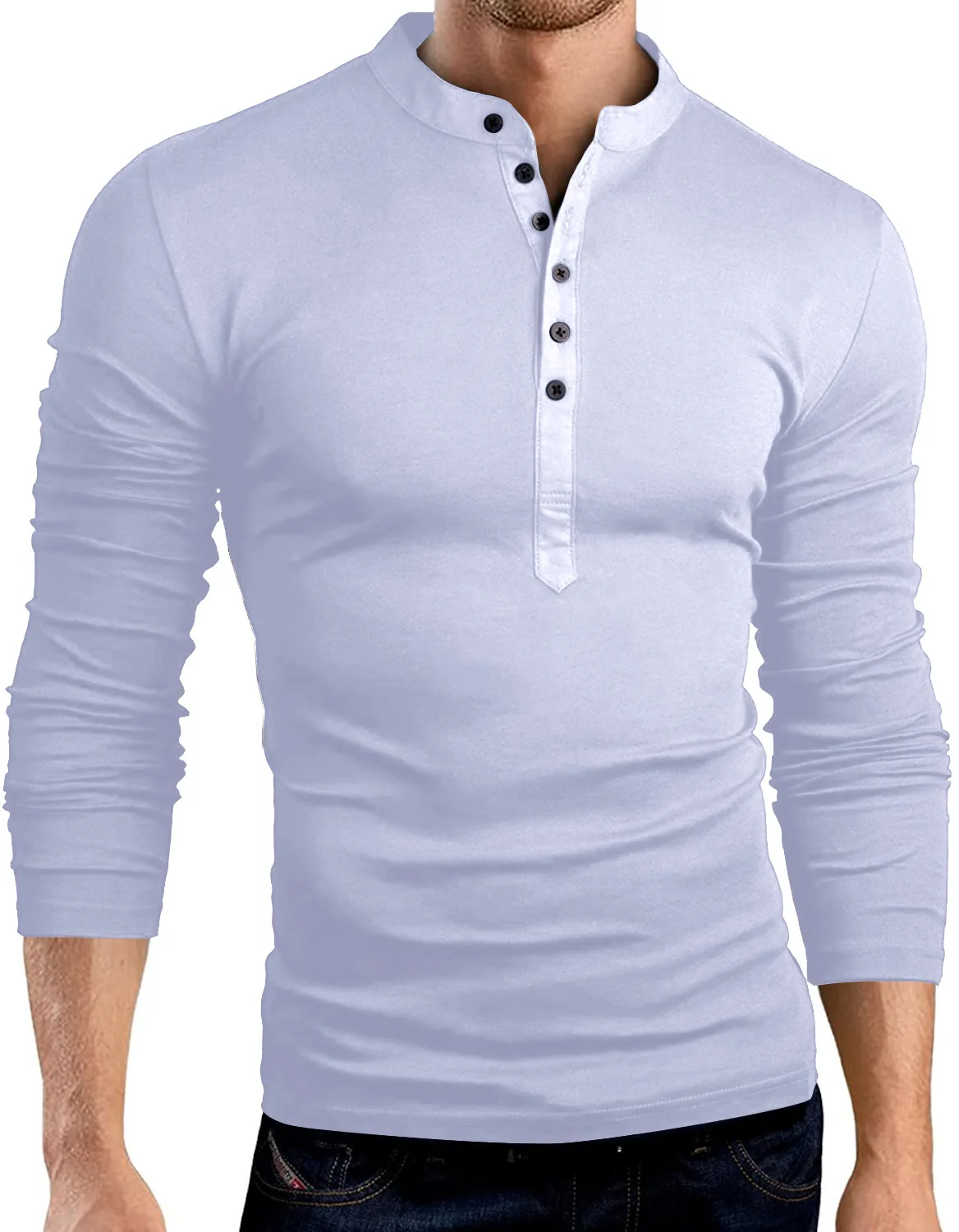 

Men's Casual T-shirt Solid Color Fashion Big V-neck Long-sleeved Slim T-shirt Bottoming Shirt Six-color Oversized T Shirt