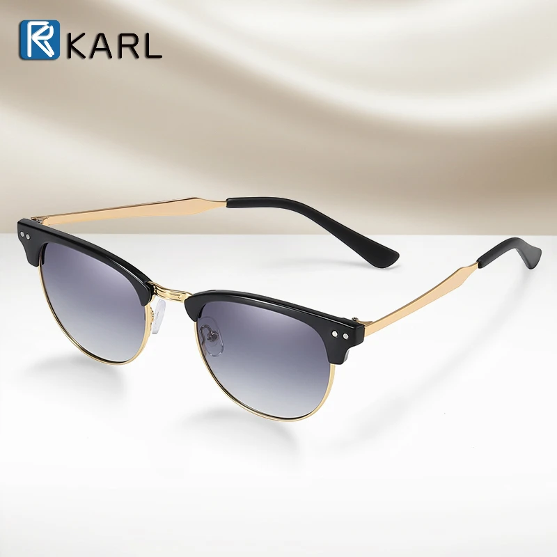 KARL Новые поляризованные солнцезащитные очки женские роскошные брендовые дизайнерские солнцезащитные очки без оправы винтажные очки для вождения синие оттенки для женщин