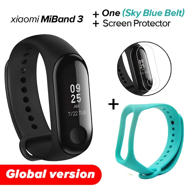 Xiao mi Band 3 mi band 3 фитнес-трекер пульсометр 0,78 ''OLED дисплей Bluetooth 4,2 для Android IOS - Цвет: Gb Sky Blue N Film