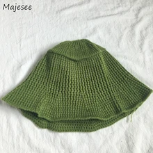 Bucket Hats Women Knitted Solid Kawaii Japanese Style All-match Elegant Summer Daily Casual Womens Hat New Harajuku High Quality