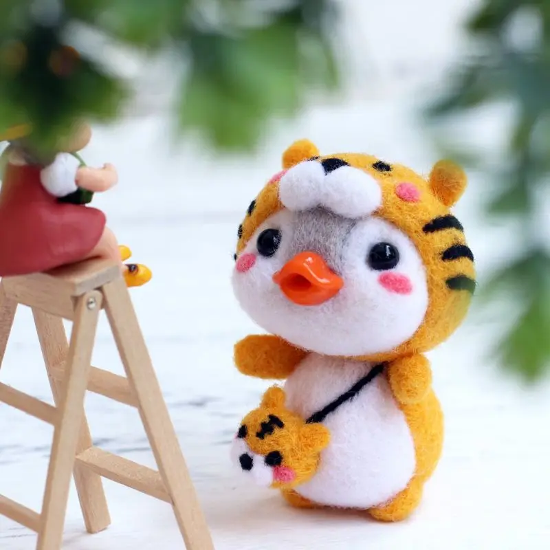 Тигр Пингвин Шерсть Войлок ремесло DIY незавершенный тыкать набор иглы материал сумка пакет