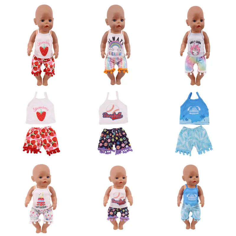 

Born New Baby Fit 17 inch 43cm Doll Clothes Doll Cake Rainbow Shirt Pants Clothes Accessories For Baby Birthday Gift