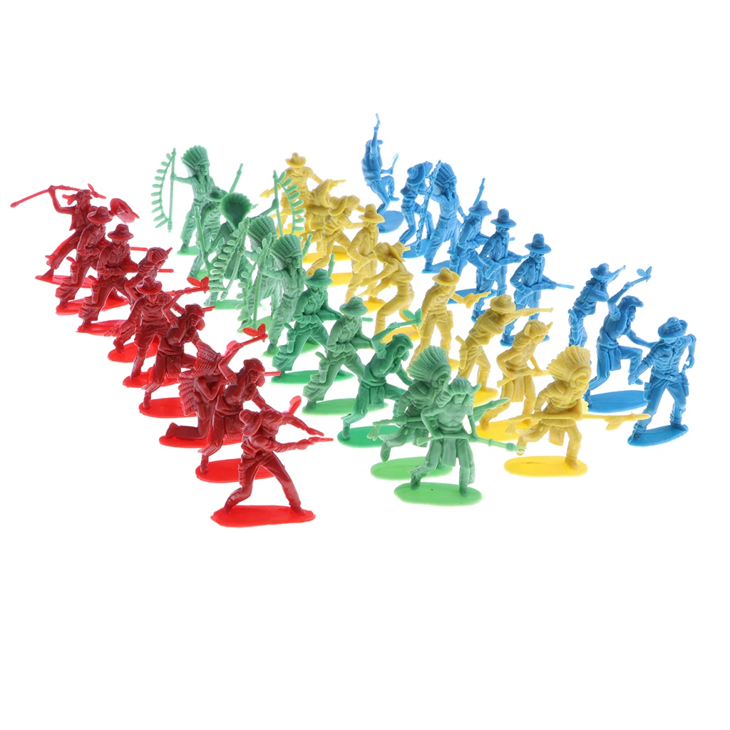 Set of 40pcs Plastic 5cm Army Indian Aboriginal Toy Soldiers  Army Base Set Replacement Collection Toy